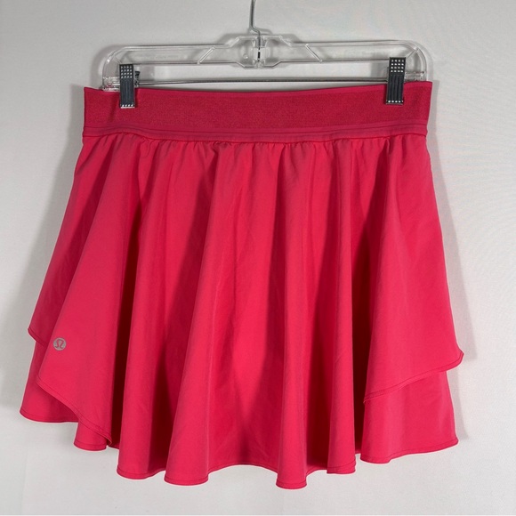 Lululemon Athletica Vibrant Pink Skater Mini Skirt Shorts Underneath Size 10 - Picture 1 of 7